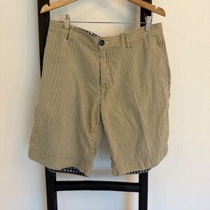 Robert Graham Shorts Mens Stripe Blue Beige Cotton Casual Preppy‎ Summer
